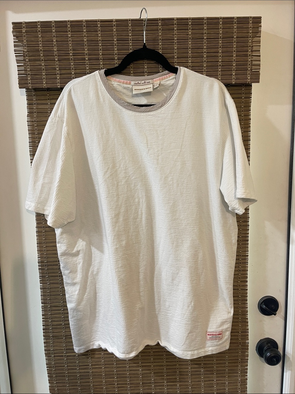 Scotch and Soda Classic White Men's Textured Crewneck T-Shirt